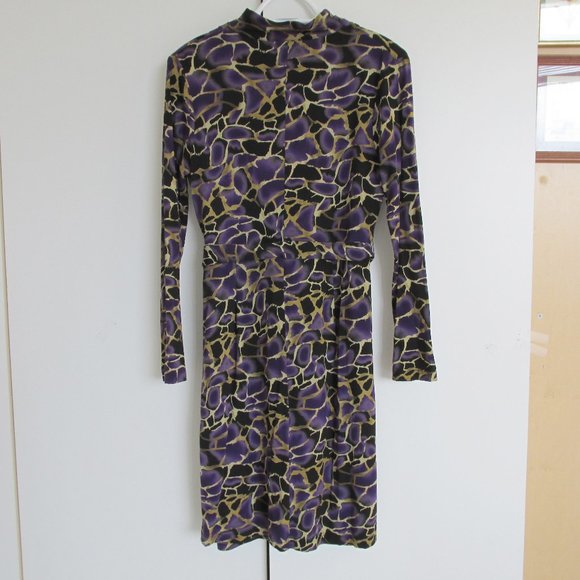 Monroe & Main Purple Animal Print Tie Belt Pockets - Picture 4 of 8